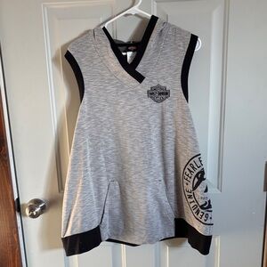 Harley-Davidson womens Gray and Black Sleeveless Hoodie
